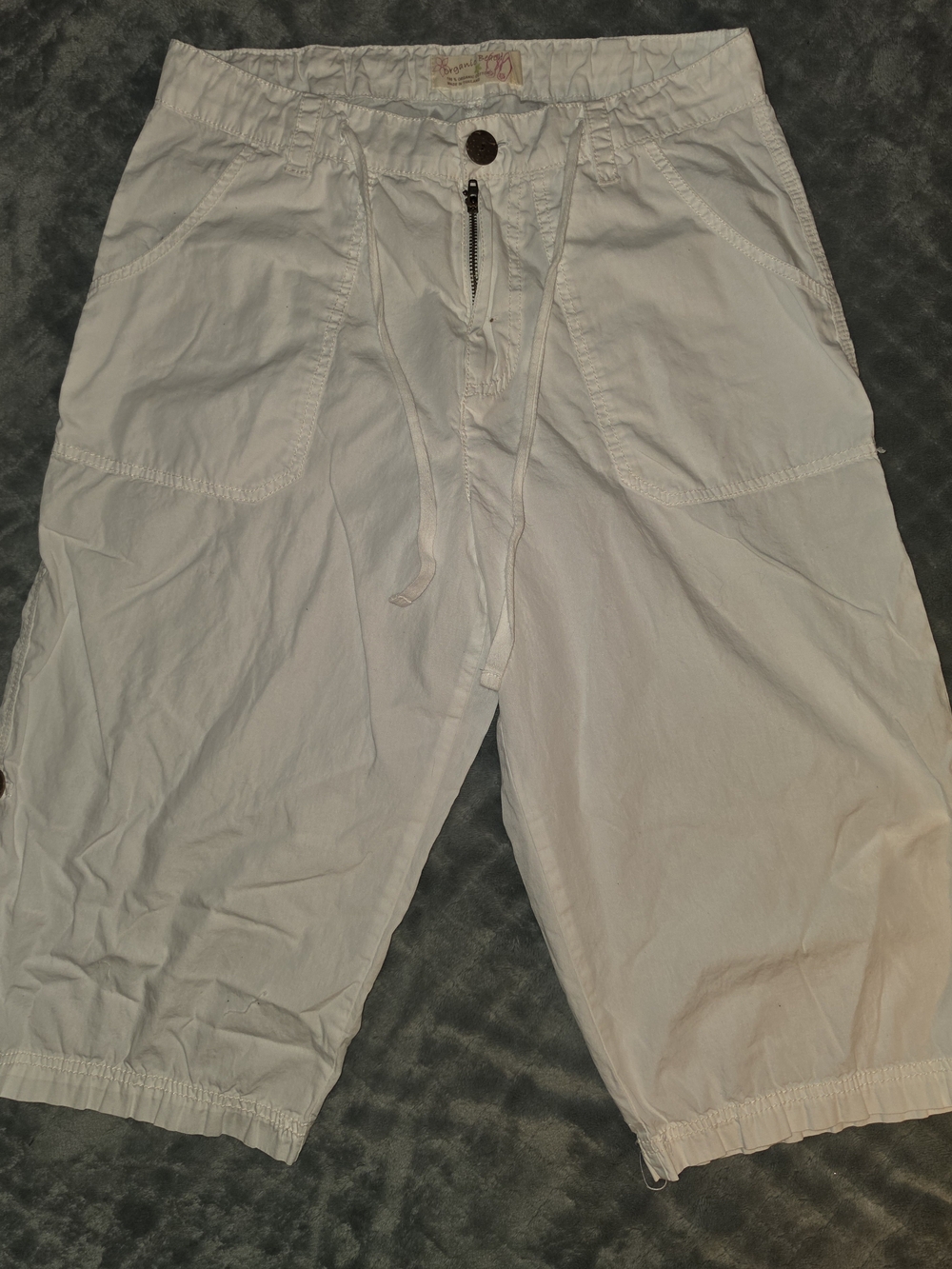 ORGANIC BEACH White 100% Organic Cotton Convertible Capri Pants S
